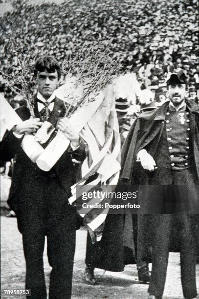 Olympic Games, Athens, Greece, Mens 100 and 400 Metres, Thomas Burke of Boston, USA, winner of two gold medals