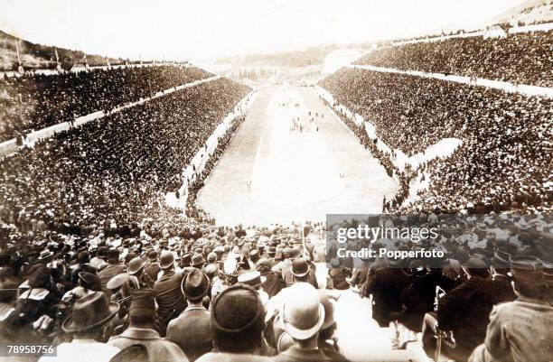 Olympic Games, Athens, Greece, Marathon day at the stadium