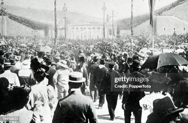 Olympic Games, Athens, Greece, A crowd of people on their way to watch the first ever Olympic Games.