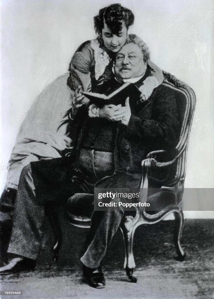 American actress Adah Isaacs Menken 1835-1868 with her friend, French writer Mr. Alexander Dumas 1824-1895.