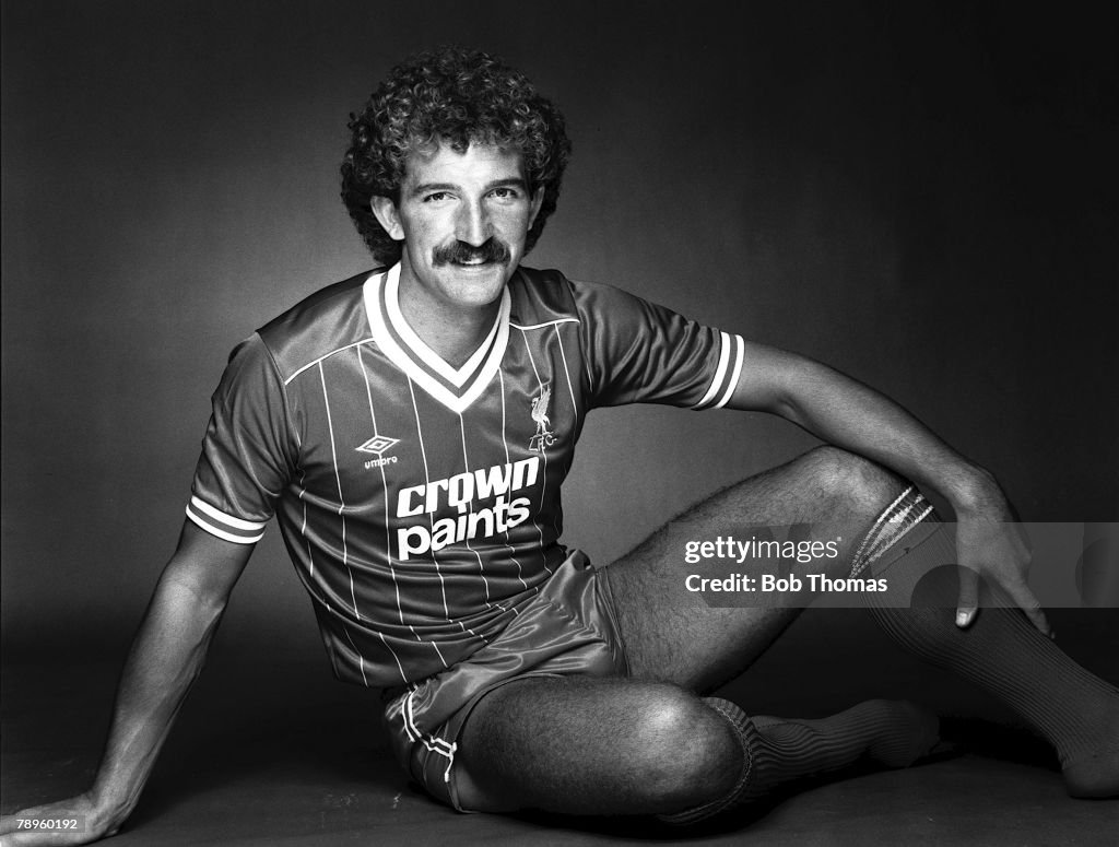 Football. 5th August 1982. Liverpool+s Graeme Souness models the clubs new home kit.
