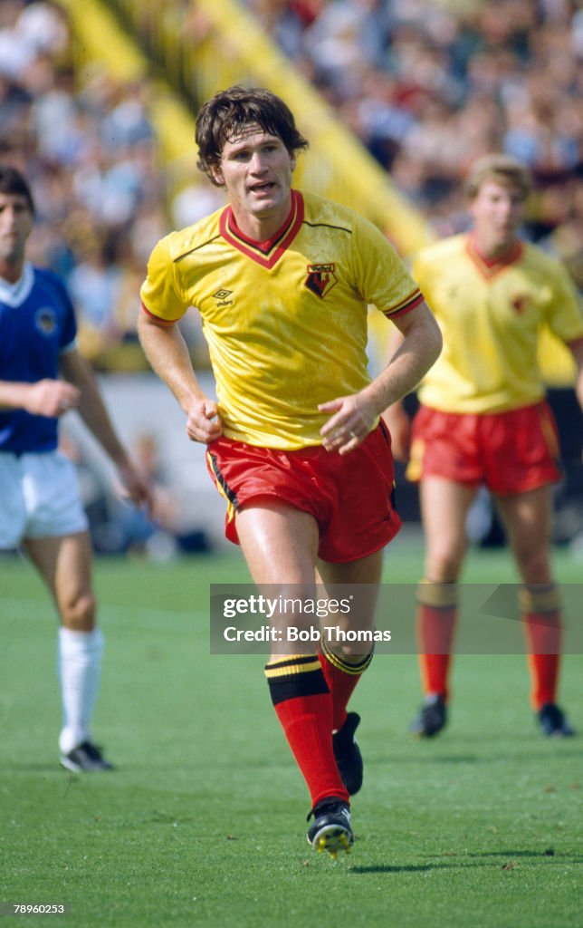 1982, Division 1, Watford 2 v Everton 0, Pat Rice, Watford full back ...