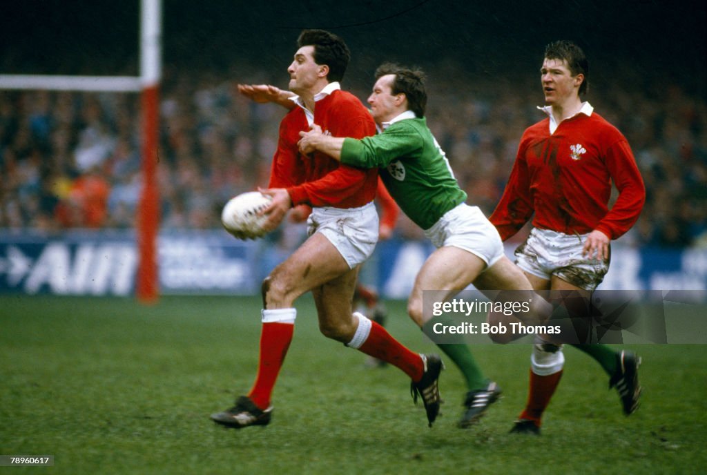 Mark Ring Rugby 4th April 1987, 5 Nations Championship in Cardiff, Wales 11 v Ireland ...