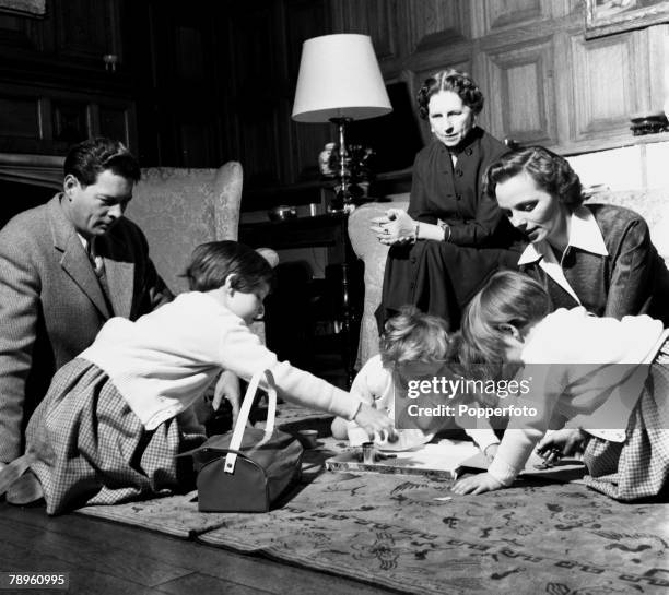 England Ex-King Michael of Romania is pictured with the rest of his family in their English home, L-R: King Michael, eldest daughter Princess...