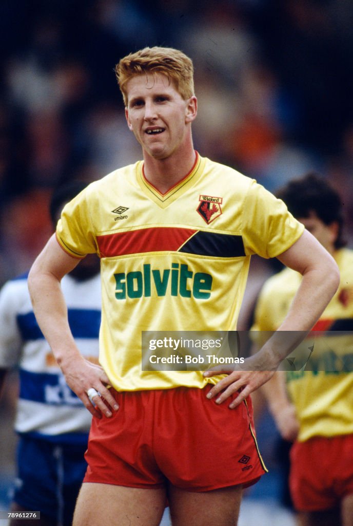 Sport. Football. pic: 1st April 1988. Division 1. Iwan Roberts, Watford striker 1985-1989.