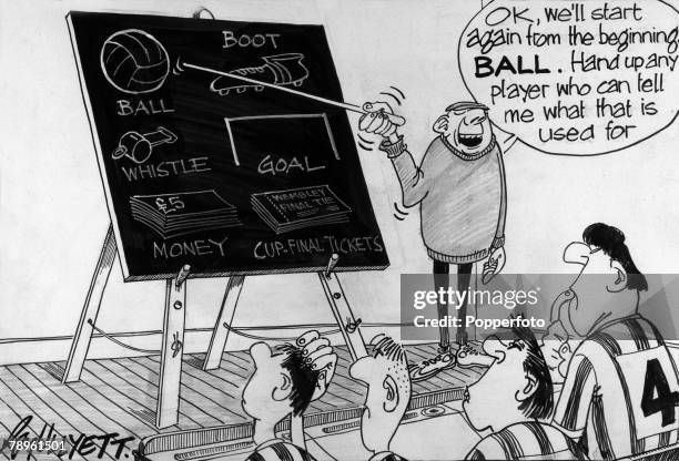 Illustration, Sport, Football The Roy Ullyett Collection, Original pen and ink cartoon drawn for the Daily Express and published on 4th February 1966