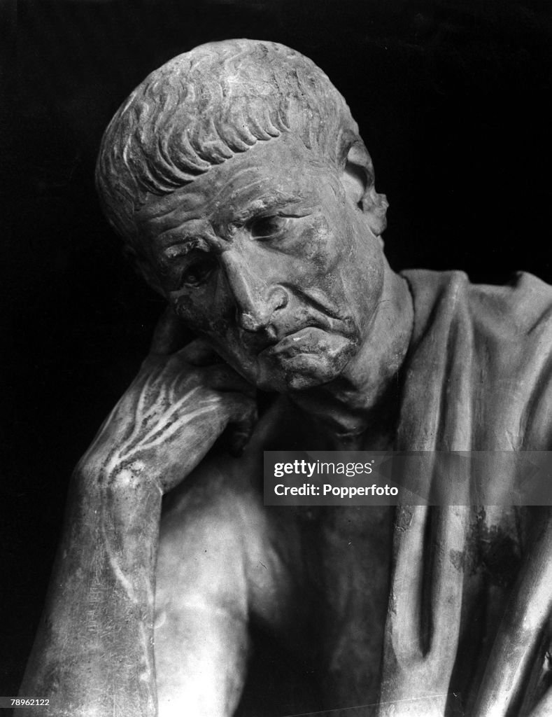 A picture of the statue of Aristotle (384-322BC), the Greek Philosopher, who taught Alexander the Great. This statue stands in the Palazzo Spada in Rome.