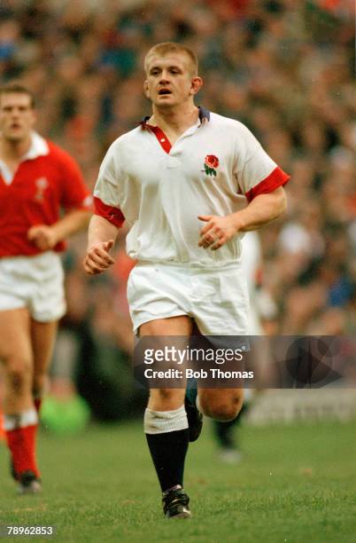 Sport, Rugby Union, pic: 3rd February 1996, 5 Nations Championship at Twickenham, England 21 v Wales 15, Graham Rowntree, England prop forward