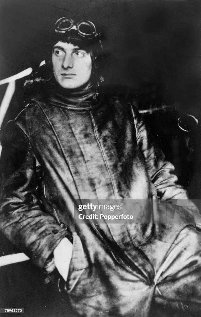 War and Conflict. World War I. pic: circa 1918. Baron Manfred Von Richthofen ("The Red Baron") 1892-1918, who was credited with 80 kills in the air. The German ace pilot was shot down and killed 21st April 1918.