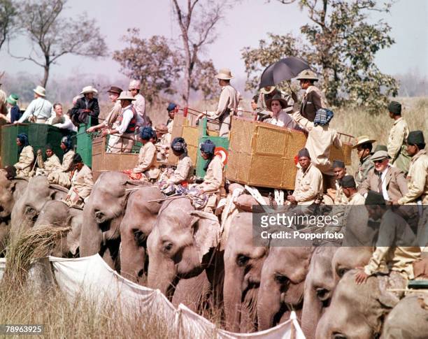 Royal Tour to Nepal, A general scene during a Tiger hunt which Queen Elizabeth II attended