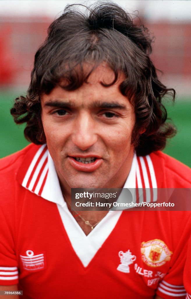 Football. Season 1977/8. Manchester United Photo-call. A portrait of Lou Macari.