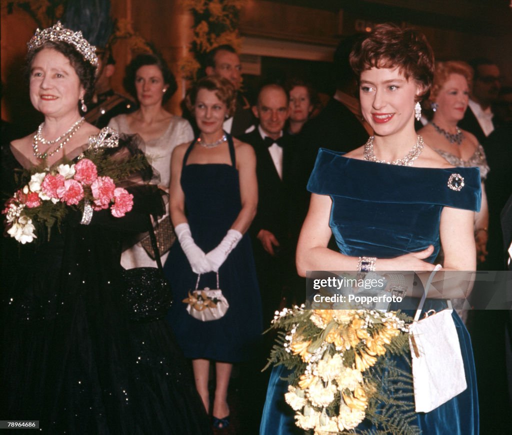 England. 1961. The Queen Mother (left) is pictured with her daughter Princess Margaret.