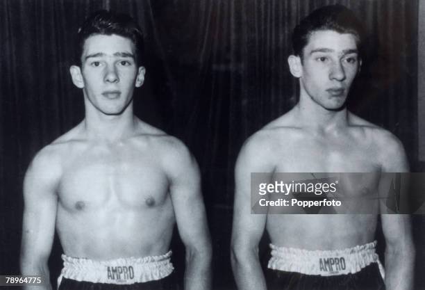 Crime, London, England, September 1951, The Kray Twins enjoyed boxing, Reg and Ronnie Kray