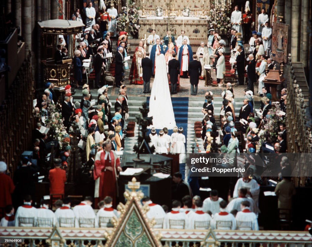 London, England. 24th April 1963. The wedding of Princess Alexandra and Angus Ogilvy. A general scene of the ceremony inside Westminster Abbey.