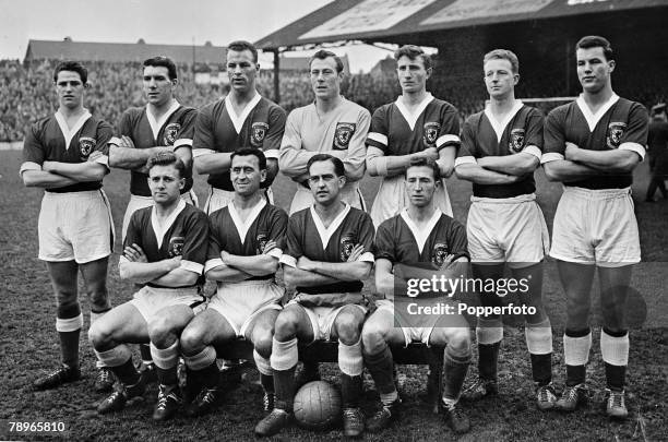 Sport, Football, Ninian Park, Cardiff, 5th February 1958 World Cup Qualifying match, Wales 2 v Israel 0, Wales team group, including; Jack Kelsey,...