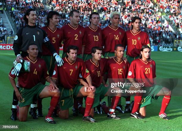 Football, European Championships , Semi-Final, King Baudouin Stadium, Brussels, Belgium, France 2 v Portugal 1 , 28th June The Portugal team pose for...