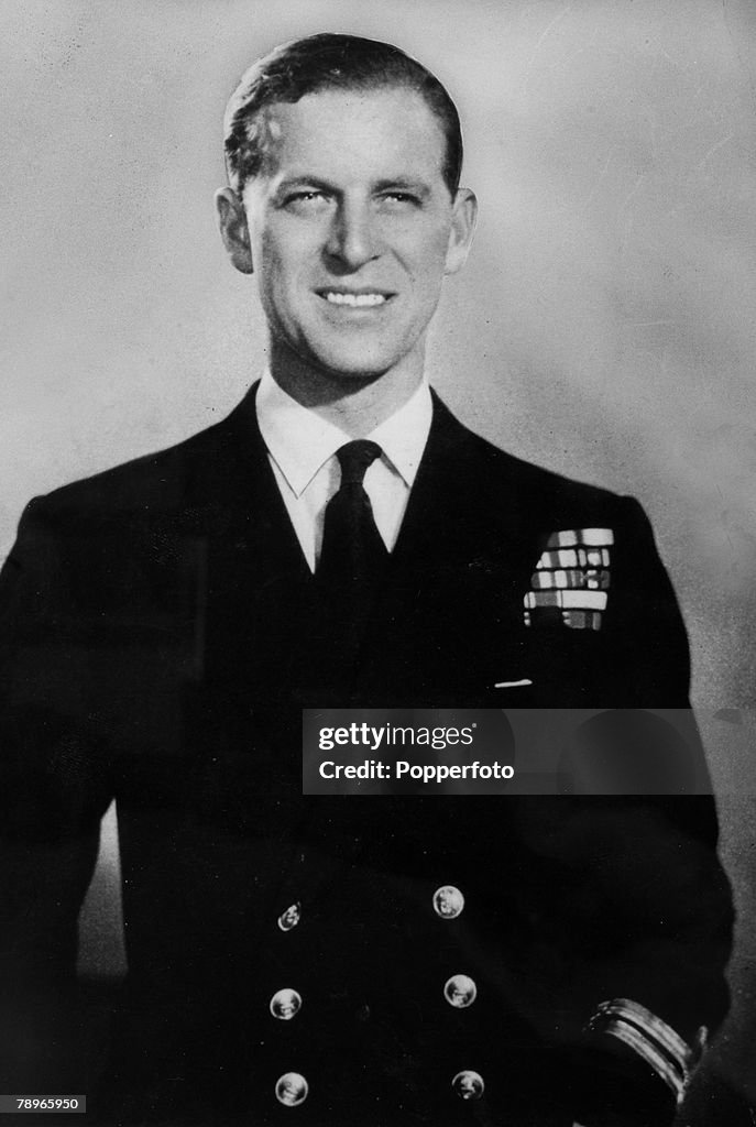 Royalty. pic: circa 1946. The Duke of Edinburgh (Lieut. Philip Mountbatten) pictured in naval uniform.