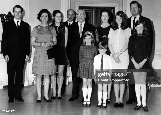 Social History, Aristocracy, Northamptonshire, England, pic: 1969, The Golden Wedding of Earl and Countess Spencer, Pictured left-right, Richard...