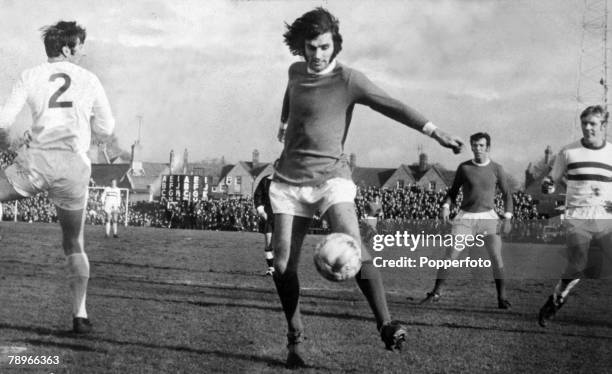 7th February 1970, FA, Cup 5th Round at the County Ground, Northampton, Northampton Town 2 v Manchester United 8, Manchester United's George Best,...