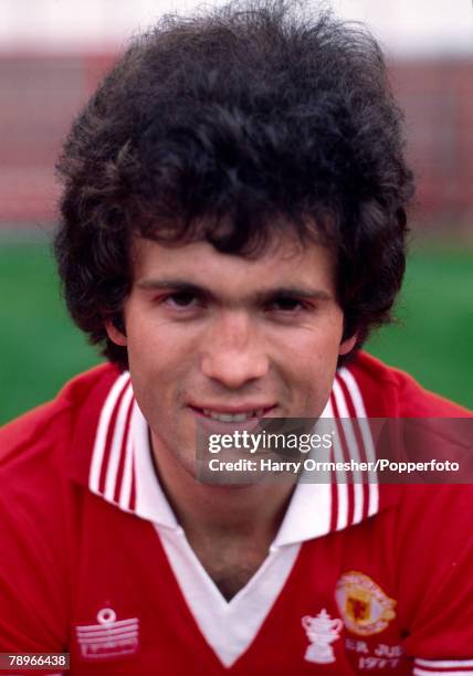 Manchester United footballer Chris McGrath during the pre-season photocall at Old Trafford in Manchester, England, circa July 1977.