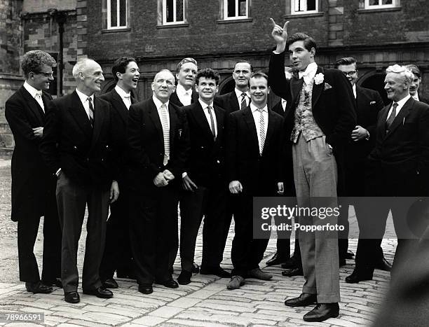 11th June 1961, Eton College prefect and future Conservative MP Jonathan Aitken points the way as he shows a group of miners from Ayrshire, Scotland,...