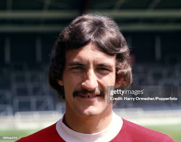 Liverpool footballer Terry McDermott during the pre-season photocall at Anfield in Liverpool, England, circa July 1975.