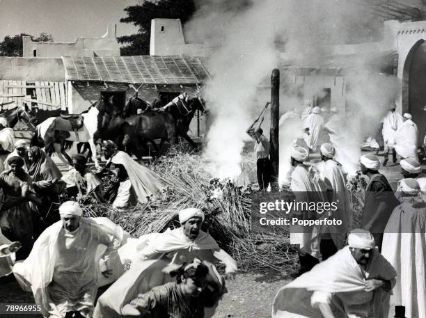 Cinema Personalities, pic: 1958, English actress Anne Aubrey, born 1937, in the film "The Bandit of Zhobe" in which she is about to be burnt at the...