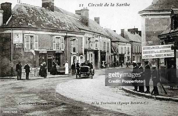 Sport, Motor Racing, France, Early 20th Century, The "Bayard-C" team racing around the Le Mans "Circuit de la Sarthe"