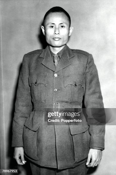 London, England, 10th January 1947, General U Aung Sang as he arrived in London leading a Burmese Ministerial mission for talks with the British...