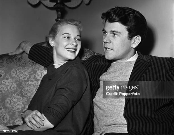 England Actor Don Murray is pictured with his wife Hope Lange at a press reception