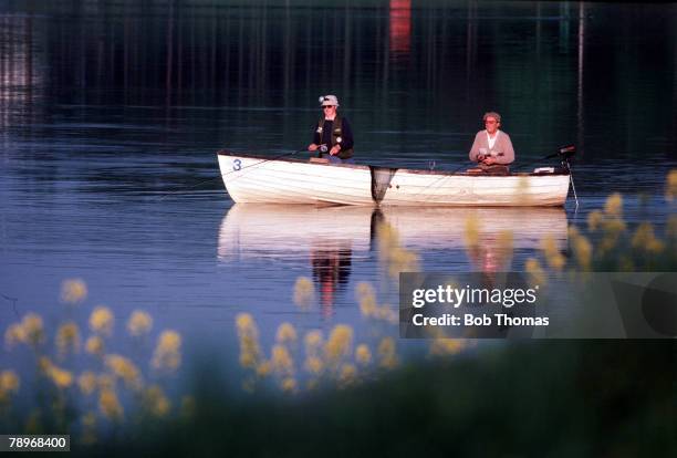 Page 11, Picture 5, Fly-fishing for Trout at sunset, Pitsford Reservoir Northamptonshire, England