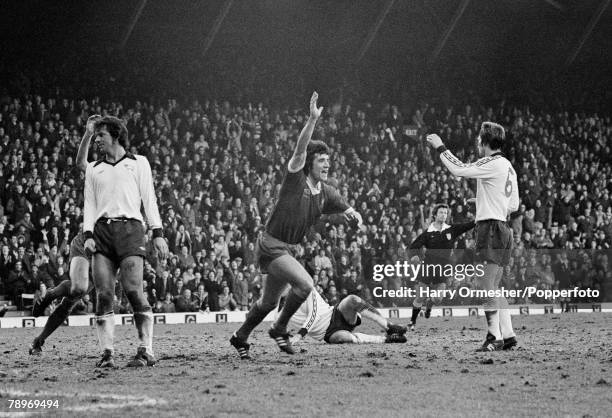 Kevin Keegan of Liverpool celebrates after scoring during the Football League Division One match between Liverpool and Derby County at Anfield on...