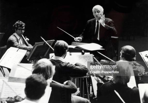 Music, Personalities, pic: circa 1977, Sir Adrian Boult English Conductor, Conductor in Chief of the London Philharmonic Orchestra until 1957, is...
