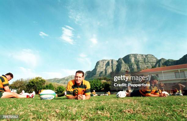 Sport, Rugby Union World Cup, Cape Town, South Africa Australia's David Campese is pictured relaxing during a training session against the dramatic...