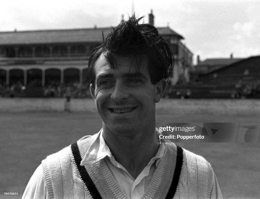 Sport. Cricket. England. 1956. A portrait of Yorkshire and England fast bowler Fred Trueman.