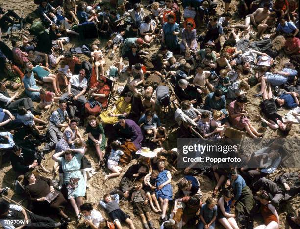 Volume 2, Page 95, Picture 2 Aerial view of a bank holiday crowd on Blackpool sands