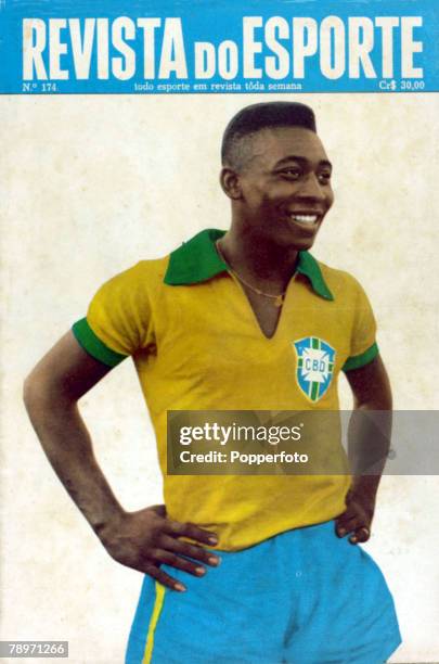 Sport, Football, July 1962, Pele of Brazil on the front cover of the sports magazine Revista Do Esporte, Pele, perhaps the greatest footballer ever...