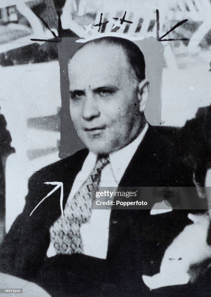 Crime London England. Circa 1940's. Portrait of Stanley Setty, murdered by Donald Hume in 1949. (some arrow marks on print)