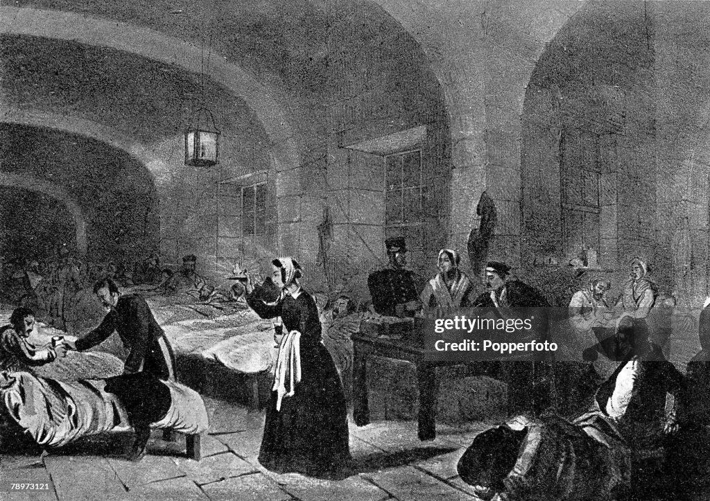 A picture of Florence Nightingale (1820-1910), "The Lady with the lamp", the English nurse, famous for her work during the Crimean War, is seen here in the hospital at Scutari, Turkey.