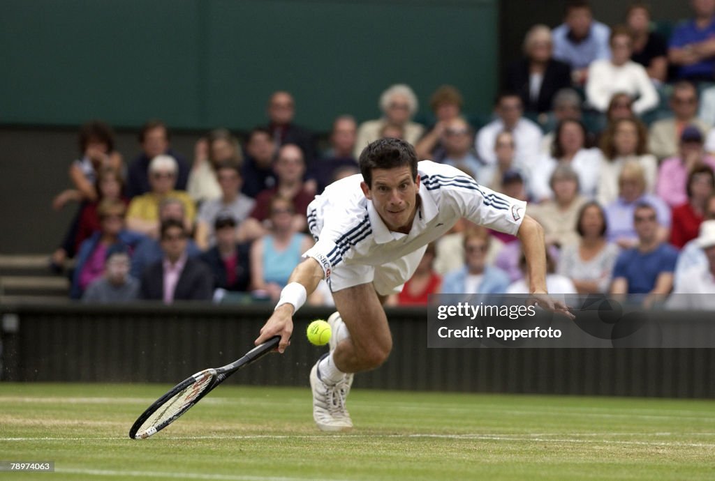 PF 2002 Wimbledon Lawn Tennis Championships. London England. 4th July 2002. Mens Singles. Tim Henman, Great Britain.