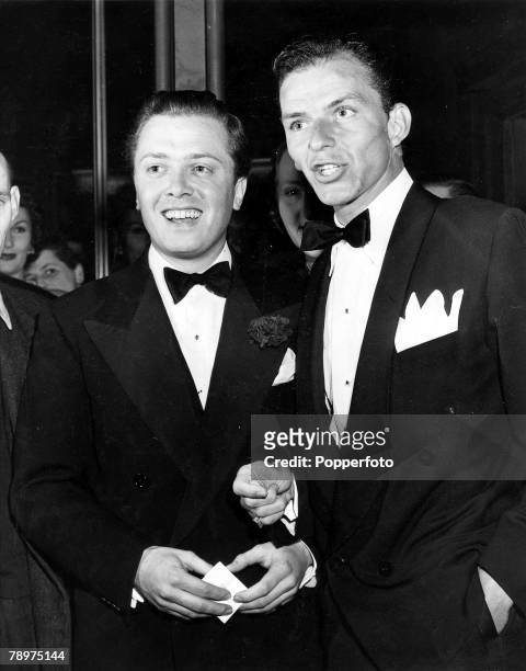 And Films, 7th July 1950, London, England, Legendary US film star, singer and entertainer Frank Sinatra is pictured with British actor and Director...