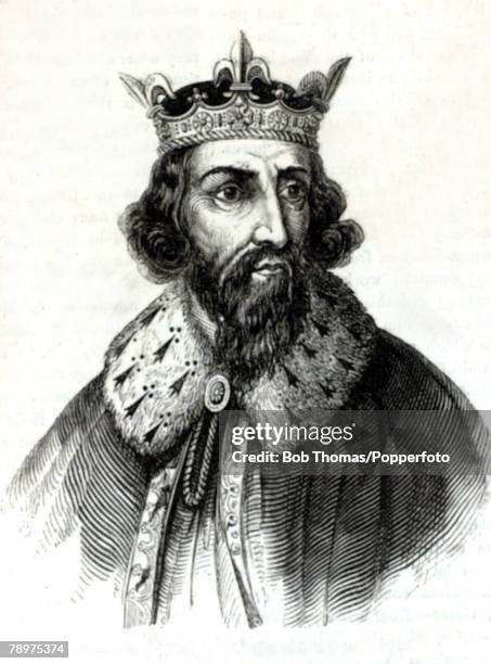 English History, Kings and Queens, Illustration, pic: 880 A,D, King Arthur, who reigned 871-899, one of the great early Kings of England