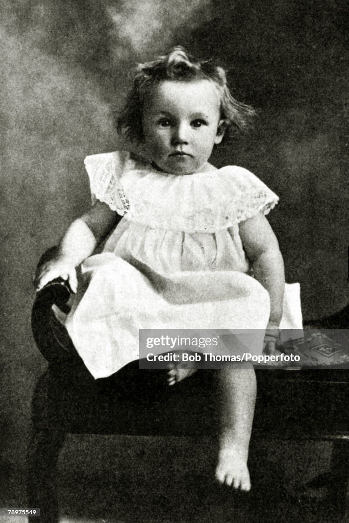 Sport. Cricket. pic: circa 1909. Donald Bradman, (1908-2001) pictured as a baby. Sir Donald Bradman, knighted in 1949, was perhaps the best batsman of all time, and played for New South Wales and South Australia and in 52 Test matches for Australia 1928-1