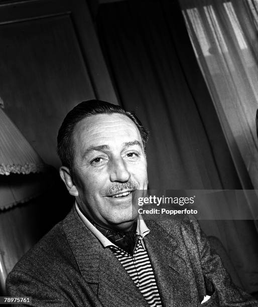 Portrait of the legendary US film producer and cartoonist, Walt Disney at Dorchester