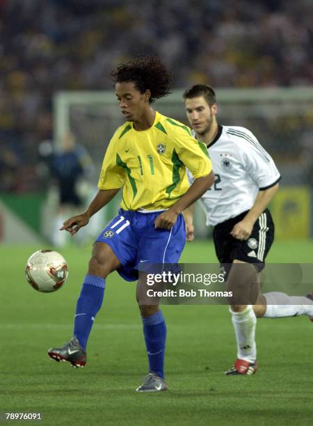 Football, 2002 FIFA World Cup Final, Yokohama, Japan, 30th June 2002, Germany 0 v Brazil 2, Ronaldinho of Brazil