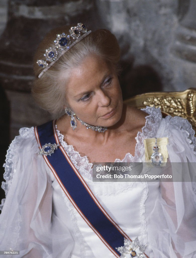 British Royalty. The Guildhall, London. April 1984. The Duchess of Kent attending a State Banquet.