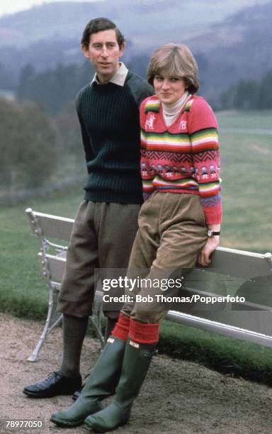 British Royalty, Balmoral, Scotland, 6th May 1981, Prince Charles and his fiancee Lady Diana Spencer seen here on the estate at Craigowen Lodge