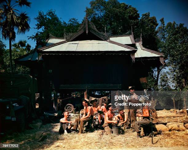 World War II, March 1945, Burma, Asia, Following the re-capture of Mandalay, British troops take a rest after long months of warfare