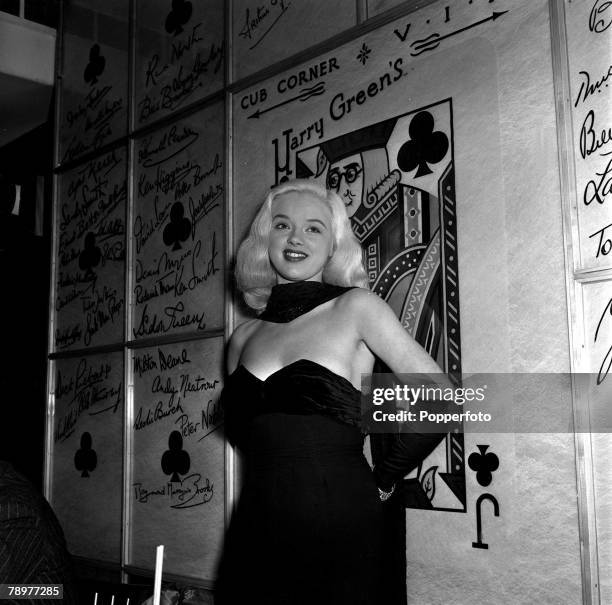 Actress, Diana Dors at the opening of the "Jack of spades" club