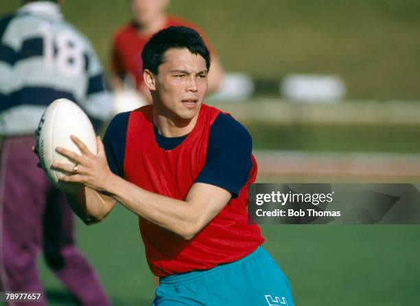Sport, Rugby Union, pic: January 1989, England Rugby Union Training in Portugal, England wing Rory Underwood pictured at a training session, Rory...